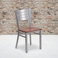 Flash Furniture XU-DG-60401-CHYW-GG HERCULES Series Silver Slat Back Metal Restaurant Chair